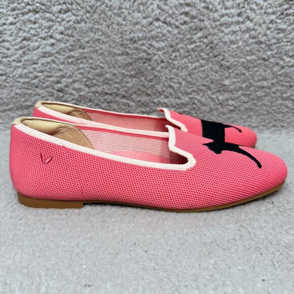 Vivaia Shoes - Vivaia Audrey Round-Toe Embroidered Womens 35 US 5 Loafers Shoes Pink Black Cat